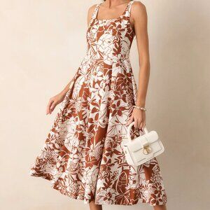 NWT! Young Love Caramel Floral Midi Dress